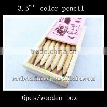 12colors best selling 3.5'' hexagonal natural wood color pencil with wood box case