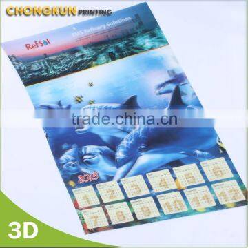 3D Lenticular Printed Plastic Wall Calendar