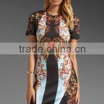 Multi Geo Filigree Neoprene Slim Lday Dress
