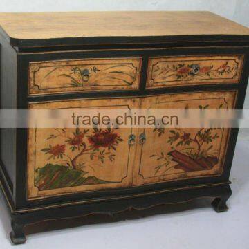 Antique Hand Painting Antique Mongolia Cabinet