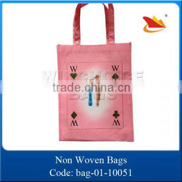 new quality pink poker printing non woven folding shopping bags