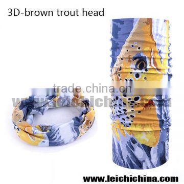 Unique 3D brown trout multifunctional bandanas headwear