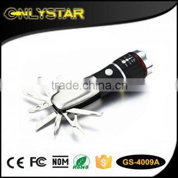 Onlystar GS-4009A hunting camping pocket LED torch zoom brightest multi tool knife flashlight                        
                                                                Most Popular