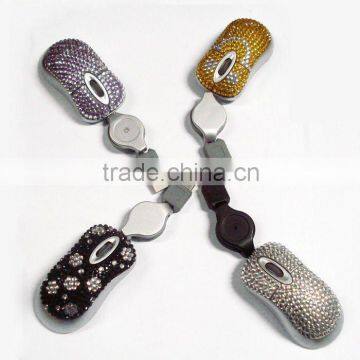 mini diamond wired optical mouse/crystal mouse