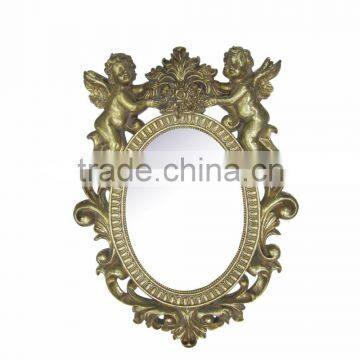 Unique polyresin golden angel salon wall mirrors