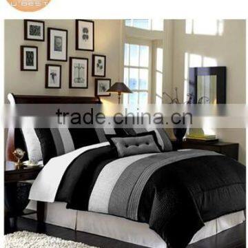 Modern Black White Grey Luxury Stripe Comforter Set Queen Size Bedding