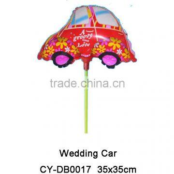 2016 New design cup stick wedding car shaped foil balloon for wedding party decoration