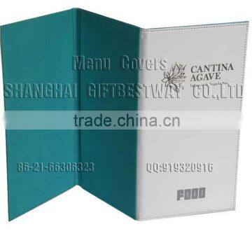 New Style White and Blue Triple Menu Holder