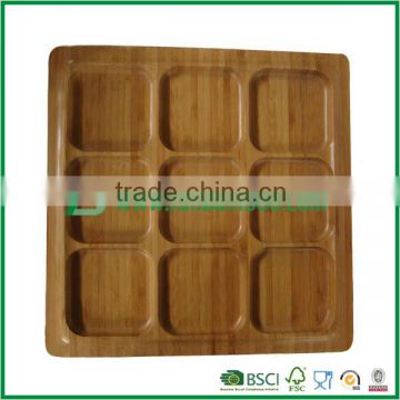 Square bamboo cake divided tray