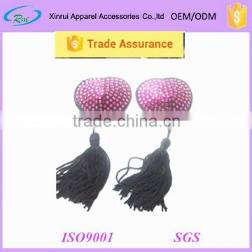 Heart Shape Pink Crystal nipple cover with tassel