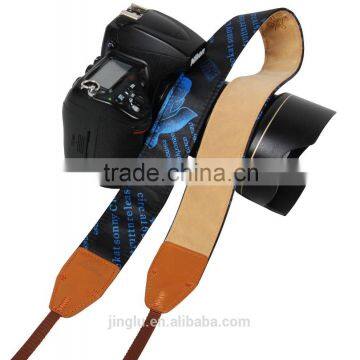 Leather Strap Shoulder Neck Blue Rose Flower Pattern For DSLR Camera LG-04