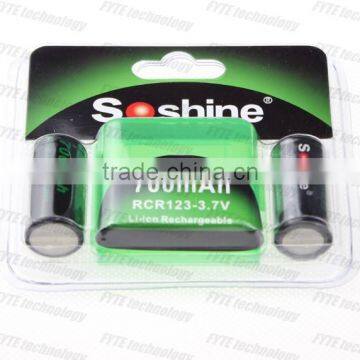 Soshine RCR123 16340 700mAh 3.7V Rechargeable Li-ion Battery