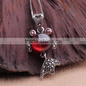 With Garnet Thailand Sterling Silver Necklace