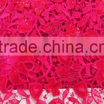 CL4076 fushia 2014 New fashion sequins lace with factory price,solf and unique pattern 5 yards