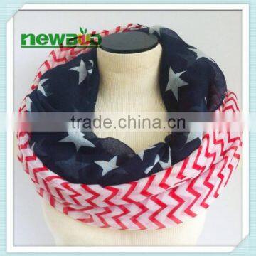 Polyester American Flag Zig Zag Chevron Infinity Scarves Keeping Warn