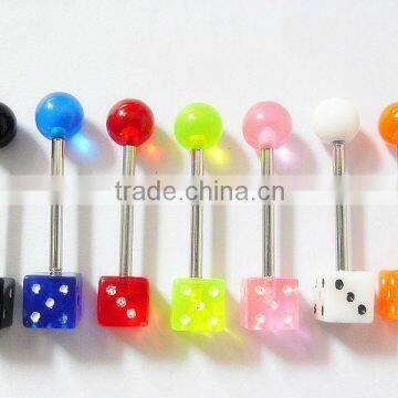 Flexible UV Acrylic Dice Tongue Ring