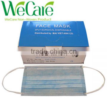 Surgical disposable medical face mask with earloop