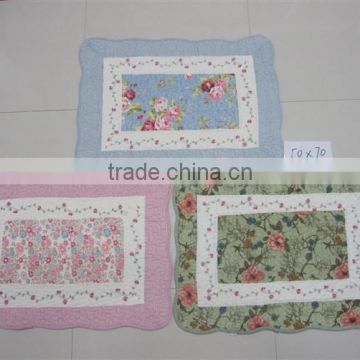 Shabby Chic pink Floral Patchwork Quilted Cotton Bedroom Bath Floor Mat Rug