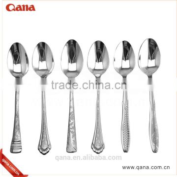 high grade Laser logo Stainless Steel Flatware Set with Flower Pattern