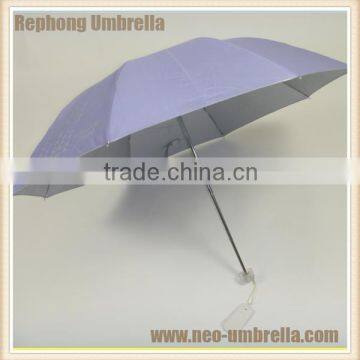 Purple 3 fold umbrella with sliver coated