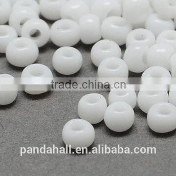 11/0 Baking Glass Seed Beads, Opaque, Round, White(SEED-Q009-FJX15)