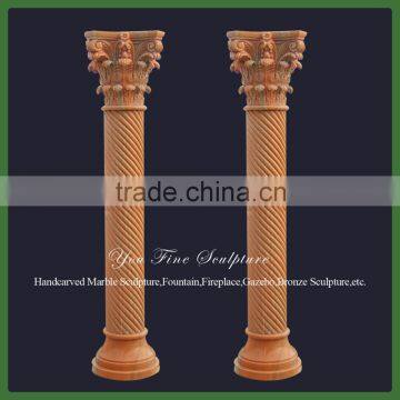 Hand Carved Garden Roman Stone Decorative Pillar