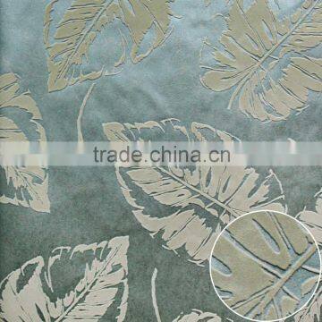 2015 leaf pattern flocked velvet fabric