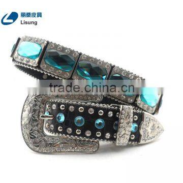 Fashion Lady Western Blue Sparking Concho Leather Belt Wholesale