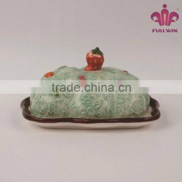 Factory directly ceramic butter dish plates with ice cream lid design