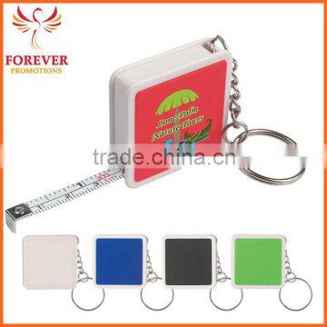 39"Custom Logo Promos Gifts Square Metal Tape Measure Key Tag Keychain