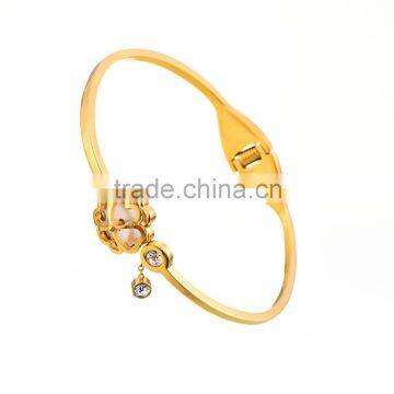 Classical Design Four Clover Diamond Stainles Steel Bangle photo-2