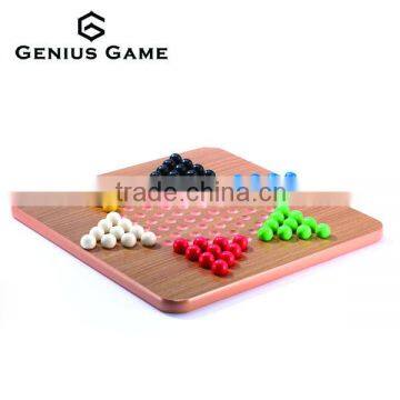 Wooden Chinese checkers with round pawns