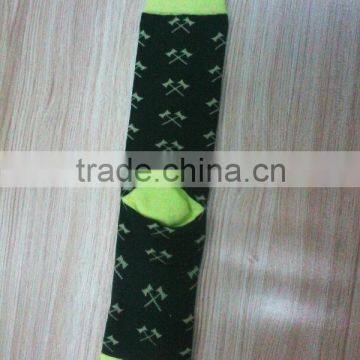 Mid-Calf 100 Cotton High Quality Soft Green Axe Tube In-stocking Women/Mens Socks