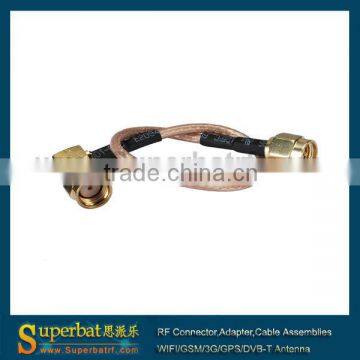 SMA male straight to RP-SMA male right angle Pigtail cable RG316 20cm