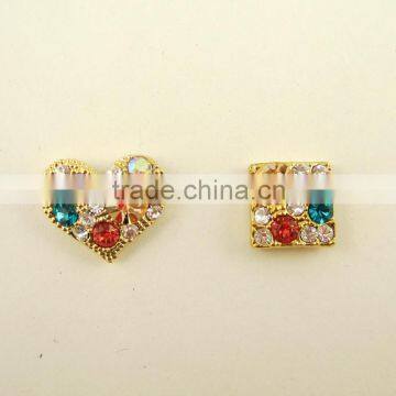 Hot seller gold plated colorful rhinestone decorated stud earrings for women