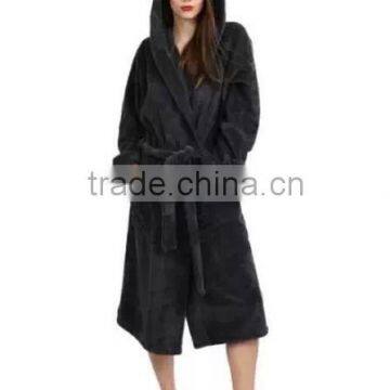 Unisex Hooded Plush Spa Robe--Charcoal