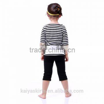 2016 Kaiya Summer Kids Girls Zebra Half Sleeve T-shirt and Pant Sets photo-2