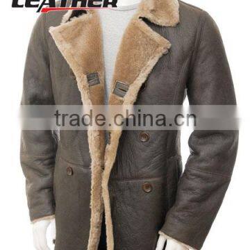 Good quality lovely men's leather winter coat inside fur wear