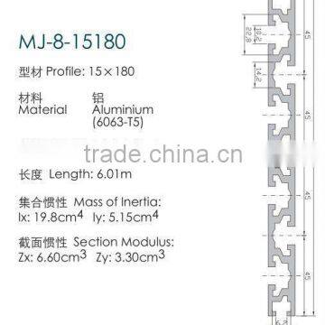 Aluminum Profile For Curtain Wall And The Door And Windows Hot Sell Tensile Strength Low Density Oxidation Resistant Coating