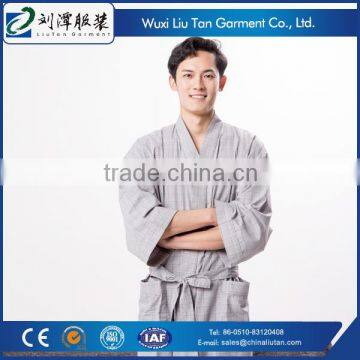 Grey Plaid Men's Sexy Asian Pajamas Sleepwear Producer photo-3