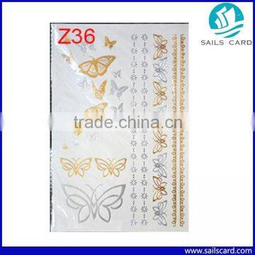 Fashionable design Gold Metallic tattoo sticker for body art