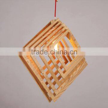 Nordic Creative Brief Wooden Pendant Lamps Square Shape Living Room Bedroom Lighting Fixtures Holiday Living Christmas Lights photo-3