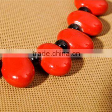 Cheap sale ceramic beads necklace Red beads necklace