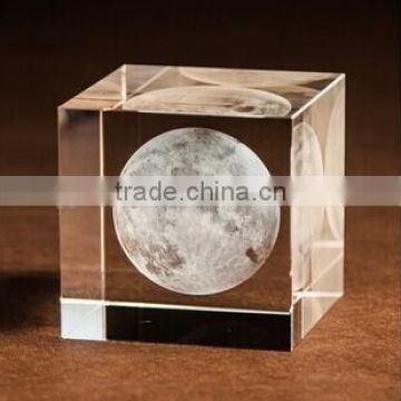 2016 cheap customized 3D Laser Crystal glass Cube