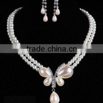 Waterfall Pearl Jewelry Accessories Sets Butterfly Shape Long Necklace Earring Sets