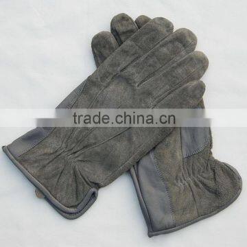 Men's leather gloves made of pig suede leather