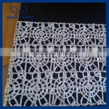 RU019B Hot sale wholesale fancy handmade embroidery wedding silver table runner