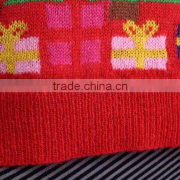 Chinese Product Womens' Round Neck Long Sleeve Pullover Knitted Sweater With Jacquard &beads