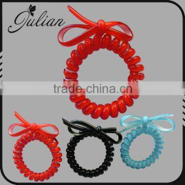 Bowknot Telephone Fashion Elastic Hair Bands Bracelet Ponytail Holder Rubber Winter Christmas Scrunchies For Girl FHHTA0018-2