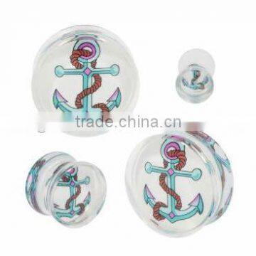 Wholesale New design Double Flared Anchor Ear Gauges Plug Jewelry